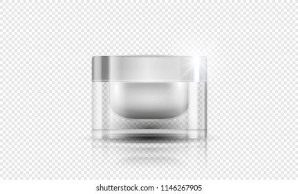 cosmetic product poster, bottle package design with moisturizer cream or liquid, sparkling background with glitter polka, vector design.