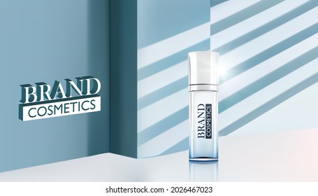 Cosmetic product with shadow and light from the window. Realistic vector illustration.branded cosmetic cream advertisement.Realistic vector illustration .