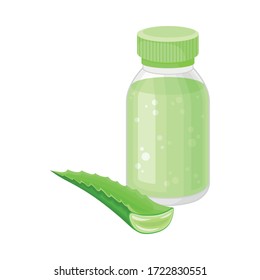 Cosmetic Product Tube with Aloe Vera Ingredient Vector Illustration