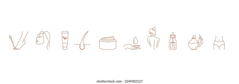 cosmetic products and essential oil icon set vector illustration 