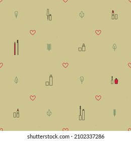 Cosmetic products and a heart symbol - vector background