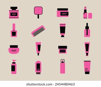 Cosmetic products icon set. Collection icons of cosmetic. beauty. vector illustration