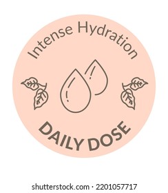 Cosmetic products intense hydration daily dose. Water based formula for skin care and treatment. Isolated banner or label for package, ecologically friendly beauty lotion. Vector in flat style