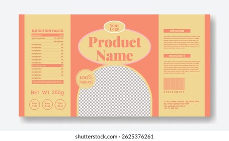 Cosmetic products label and body oil, body Lotion, beauty care, and skincare natural organic products label packaging template or sticker design with Nutritional Information and product details