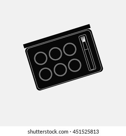 cosmetic products, set eyeshadow silhouette vector over white color backdrop