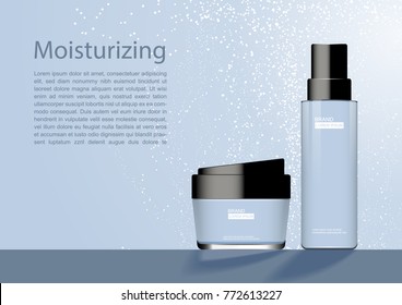 Cosmetic products with small white dust and template