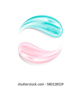 Cosmetic products. Smear the cream-gel on a white background