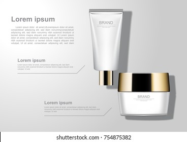 Cosmetic products template, lotion and cream mock up