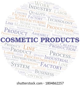 La nube de palabras de productos cosméticos se crea sólo con texto.