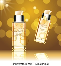 Cosmetic realistic bottles. Vector realistic illustration. Cosmetic product for every day body care.