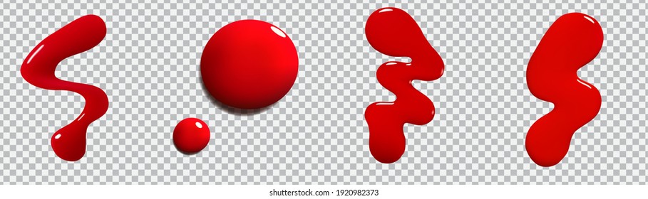 Cosmetic Red smear gel splashes on transparent background.3D vector illustration.