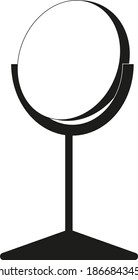 
Espejo redondo cosmético en el soporte.Gráficos vectoriales.Negro y blanco