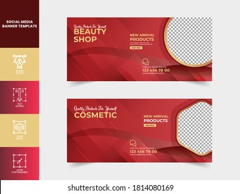 Cosmetic sale web banner designs. Use for fashion sale social media cover. Social media banner vector design