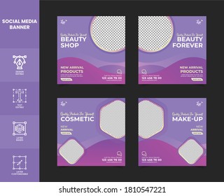 Cosmetic Sales Social Media Ad Banner Vector