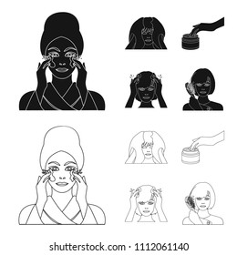 Cosmetic, salon, hygiene, and other web icon in black,outline style. Napkin, hygienic, hairdresser, icons in set collection.