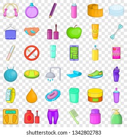 Cosmetic salon icons set. Cartoon style of 36 cosmetic salon vector icons for web for any design