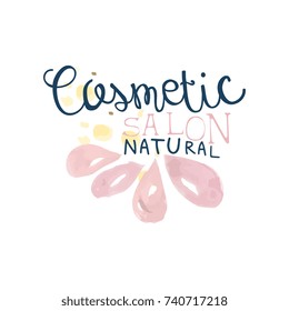 Cosmetic salon logo, label for hair or beauty studio, natural cosmetic, spa center watercolor vector Illustration