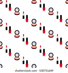 Cosmetic. Seamless pattern on white background. Vector illustration. Flat design style. Swatch inside