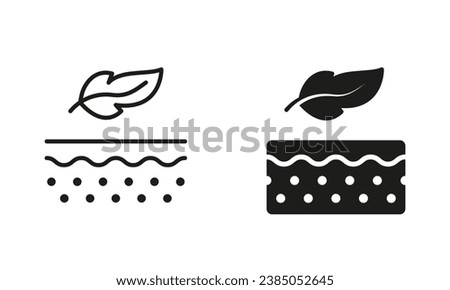 Cosmetic for Sensitive Skin, Lightweight Feather Pictogram. Soft Skin Line and Silhouette Black Icon Set. Dermatologist Beauty Skincare Product Symbol Collection. Isolated Vector Illustration.