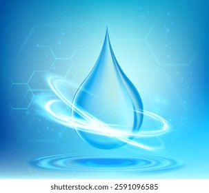 Cosmetic serum drop for skin care. Collagen or hyaluronic acid. Vector illustration