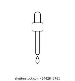Cosmetic serum dropper vector contour outline linear icon isolated on white background.