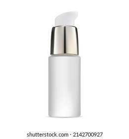 Cosmetic Serum Pump Bottle Mockup. Essence Container Package, Airless Cream Dispenser, Liquid Makeup. Face Makeup Foundation Packaging Blank. Liquid Moisturizer Lotion Vial