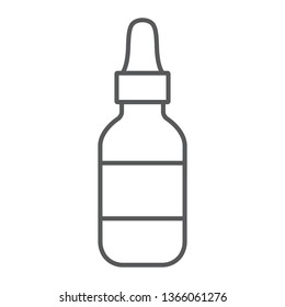 Cosmetic serum thin line icon, makeup and cosmetic, moisturizer sign, vector graphics, a linear pattern on a white background, eps 10.