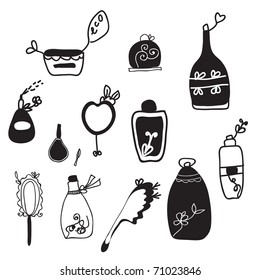 Cosmetic set of artistic icons