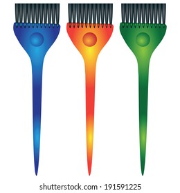 Cosmetic set brush for hair coloring. Vector illustration.