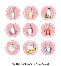 Conjunto cosmético de botellas de crema, Vector