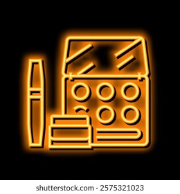 cosmetic set neon light sign vector. cosmetic set illustration