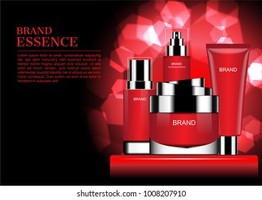 Cosmetic set on stand with shining bokeh