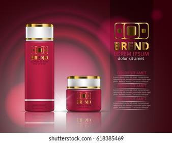 Cosmetic set. Realistic packaging. Logo and background design. Vector illustration.