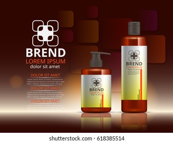 Cosmetic set. Realistic packaging. Logo and background design. Vector illustration.
