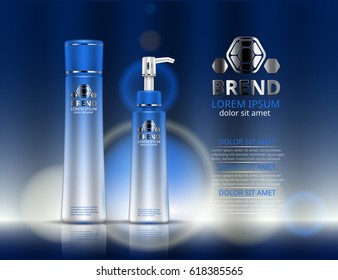 Cosmetic set. Realistic packaging. Logo and background design. Vector illustration.
