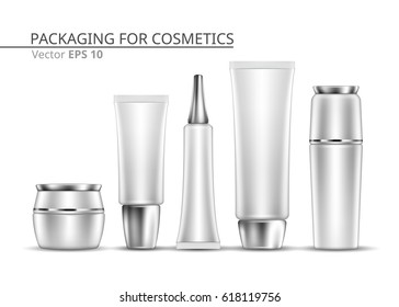 Cosmetic set. Realistic packaging. Template for design. Vector illustration.