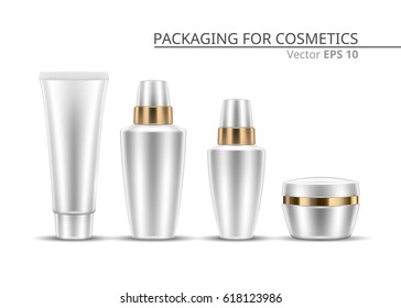 Cosmetic set. Realistic packaging. Template for design. Vector illustration.