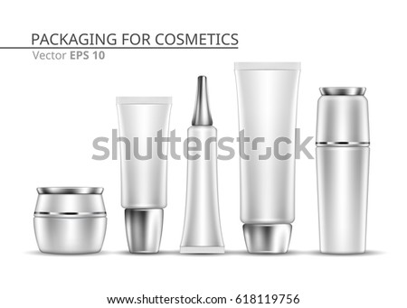 Cosmetic set. Realistic packaging. Template for design. Vector illustration.