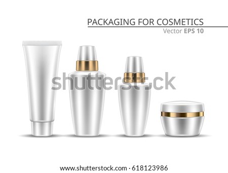 Cosmetic set. Realistic packaging. Template for design. Vector illustration.