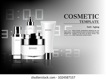 Cosmetic set with white digits on gray background concept