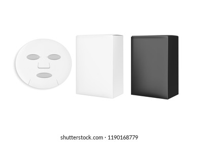 Cosmetic sheet mask. White and black paper box.