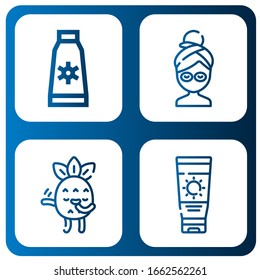 cosmetic simple icons set. Contains such icons as Sun cream, Facial mask, Blushing, Sun lotion, can be used for web, mobile and logo