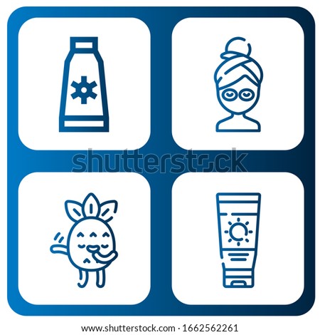 cosmetic simple icons set. Contains such icons as Sun cream, Facial mask, Blushing, Sun lotion, can be used for web, mobile and logo