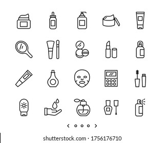 Cosmetic and Skin care line icon set vector