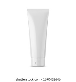 Cosmetic skin care white tube blank product packaging mockup template design for advertising. Realistic vector illustration isolated on white background