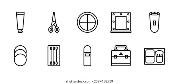 cosmetic skincare icons. outline minimal style icon set