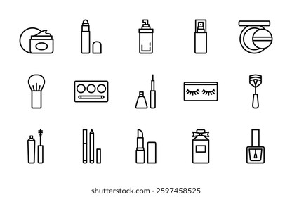 cosmetic skincare icons. outline minimal style icon set