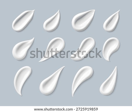 Cosmetic smears of creamy texture. Set of cosmetic cream swatches. Cosmetic skin care product. Vector realistic illustration