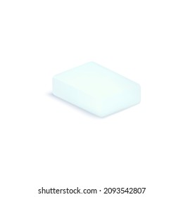 Cosmetic soap bar in perspective template, realistic vector illustration isolated on white background. Mockup of cosmetic or toilet natural soap single piece.