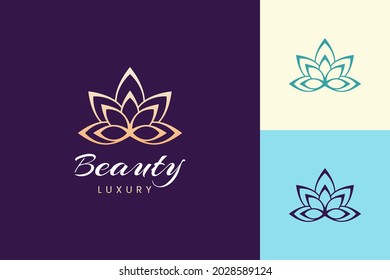 Cosmetic and spa logo template in luxury flower shape